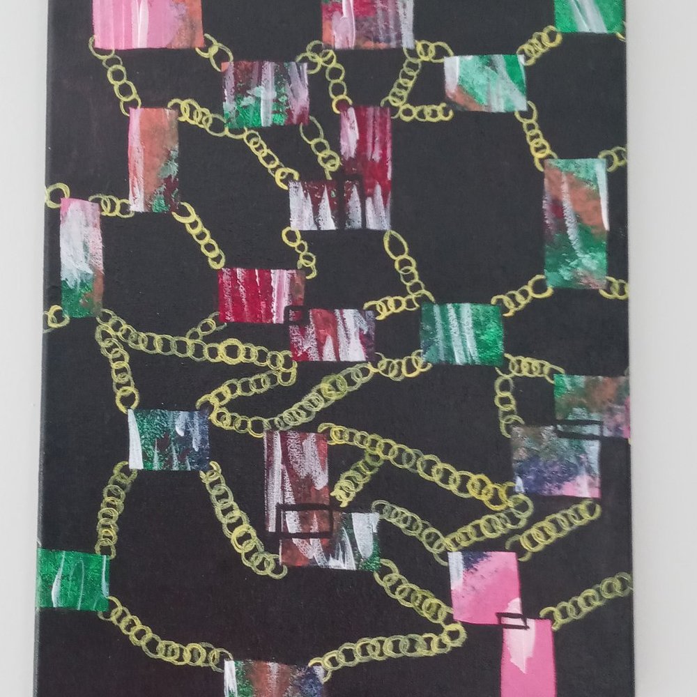 Unframed Abstract Painting, "Chains of Scenery",  11 x 14" Free Shipping